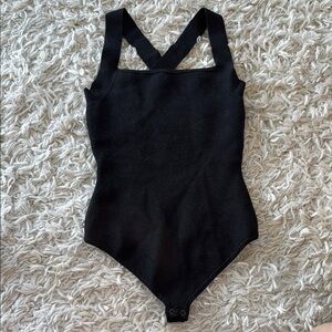 Abercrombie & Fitch Black Knit Cross-Back Bodysuit